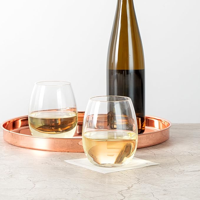 Restaurantware-Vetri 15 Ounce Wine Glasses, 24 Dishwashable Stemless Wine Glasses - No Lead, Durable, Clear Glass Cups, For Home, Bar, Or Restaurant, Serve Merlot, Chardonnay, Or Bordeaux