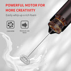 Rechargeable Milk Frother Wand for Coffee, Handheld Electric Foam Maker Detachable Stainless Steel Whisk Drink Mixer Foamer for Lattes, Cappuccino, Egg, No Stand