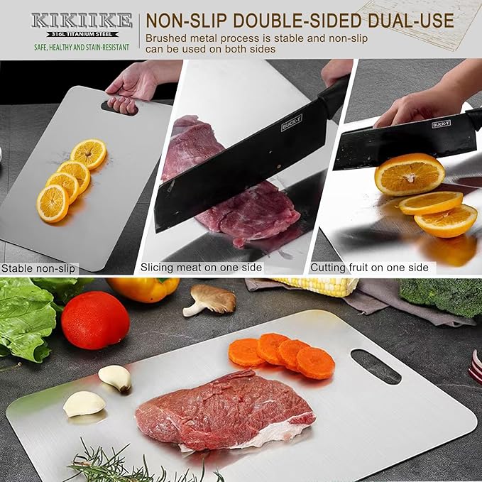 Titanium Cutting Board 2025 New Upgrade 100% Pure Titanium Cutting Boards for Kitchen - Double-Sided Food-Grade Chopping Board Non-Stick Durable and easy to clean (15.3 x 11 in)