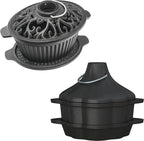 Wood Stove Humidifier + Garlic Roaster Steamer Set, Cast Iron Cookware for Fireplace, Camping, Kitchen - Pre-Seasoned, Heat-Resistant, Eco-Friendly