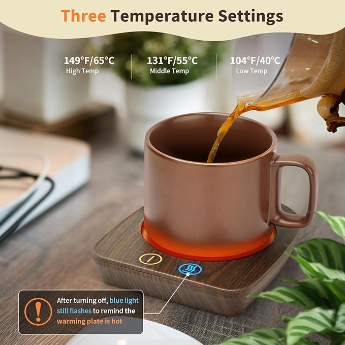 VOBAGA Coffee Mug Warmer & Mug Set, Coffee Cup Warmer with Auto Shut Off & 3 Temperature Settings for Desk Home Office, Coffee Warmer for Cocoa Milk Candles, Christmas Birthday Gifts for Women and Men