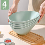 Bamboo Fiber Salad Bowls, 4 Packs Serving Bowls Blue Green, Compostable 33 Ounce Elegant Angled Bowls for Salad, Pasta, Soup, Prep, Ideal for Home and Restaurant(Blue Green, 9.5Inch)