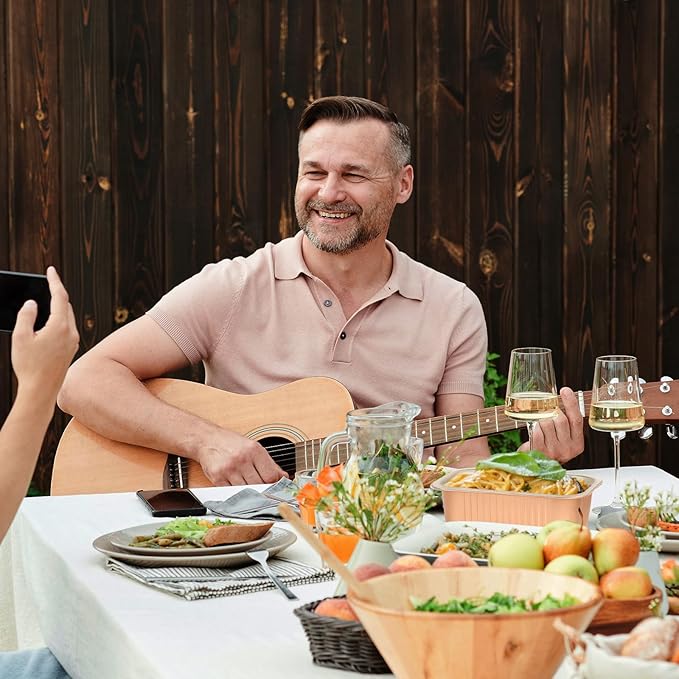 LNYZQUS 50 Pack 7” x 5” Small Aluminum Pans with Lids, 30oz Heavy Duty Foil Baking Tins Large To Go Containers,Individual Leftover Containers Baked Food Holders Boxes for Oven-Champagne