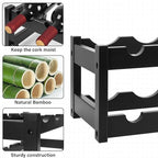 VASMIA Bamboo Wine Rack, 2-Tier Wine Racks Countertop Cabinet Wine Holder Wine Storage Shelf for Pantry Kitchen Bar Black
