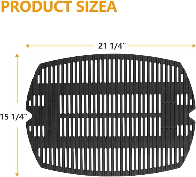 BBQ-PLUS 7583 Cast Iron Cooking Grate for Weber Q200 Q220 Q2000 Q2200 Series,Grill Grate Accessories Replacement for Weber 396000 396001 566001 566002 566014 Char Q,21-1/2 x 15-1/4" with Carry Bag