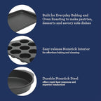 Oster Teston 5 Piece Carbon Steel Baking Pans Bakeware Set w/Premium PFA Free Nonstick - Matte Black