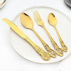 Royal 24-piece Gold Mirror Silverware Dinnerware, 18/10 Stainless Steel Luxury Flatware Service For 6 Tableware Ideal For Wedding Home Restaurant, Dishwasher Safe