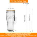 ANOTION Glass Cups with Lids and Straws 4 Packs, 24oz Travel Coffee Mug Bamboo Mason Jar Valentines Party Drinking Jars Glasses Cute Clear Glass Tumbler for Iced Coffee, Smoothie, Tea, Water