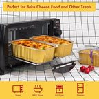 LNYZQUS 50 Pack 30oz Small Foil Pans with Lids, 7” x 5” Individual Baking Tins Deep Leftover Containers,Aluminum To Go Baked Food Containers Large Loaf Cake Pans Take Out Holders-Gold