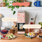 Beautiful Perfect Grind Programmable Single Serve Coffee Maker with Touch-activated Display, Programmable and Integrated Burr Grinder, 64oz Water Reservoir (Rose)