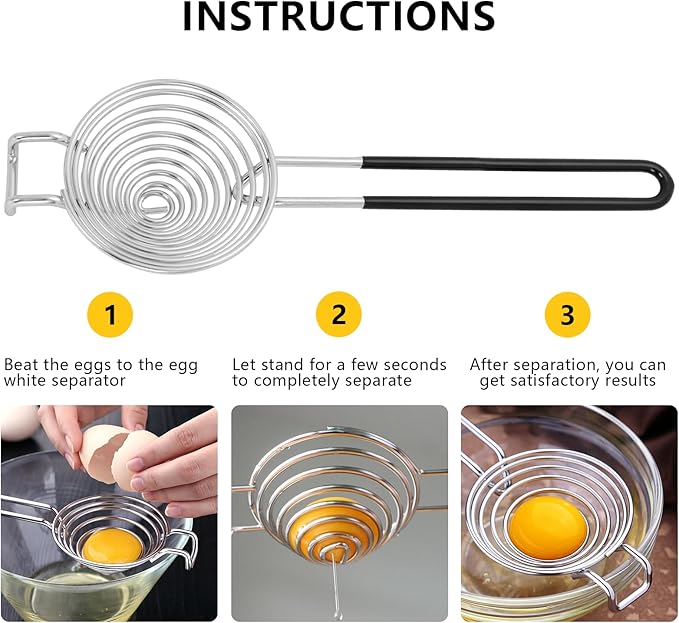 NileHome Egg Separator Egg Yolk White Separator Stainless Steel Egg White Yolk Sifting Filter Egg Divider Kitchen Tool for Baking Cake, Kitchen Gadget Cooking/Baker Tool (Black)