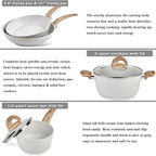 Pink Pots and Pans Set Non Stick, Ceramic Cookware Set with Granite Pattern Kitchen Cooking Sets Induction Pot and Pan w/Frying Pans, Saucepans, Casserole, Non-Toxic, PTFE/PFOA/PFOS-Free