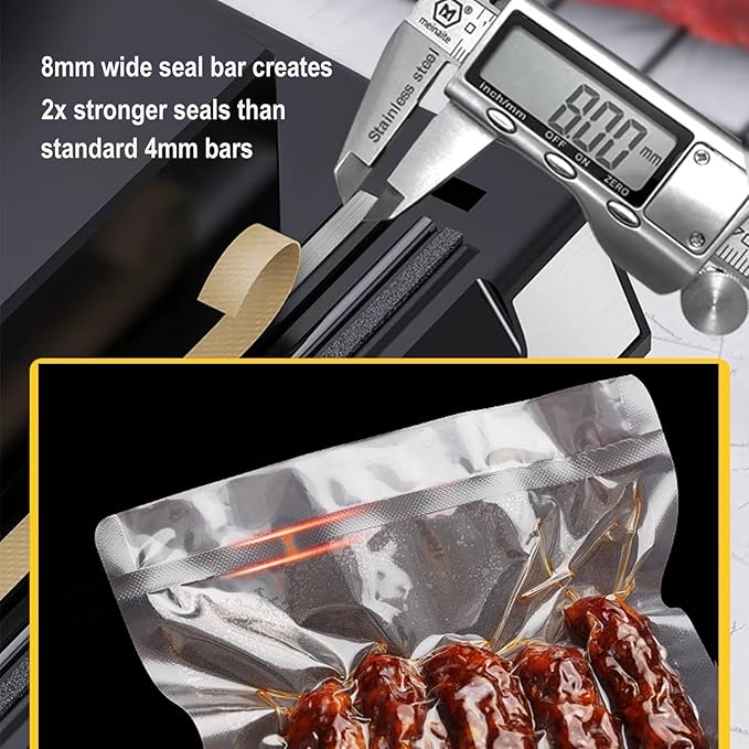 MAGIC SEAL 16-Inch Nozzle Vacuum Sealer for Food Storage - Works with Mylar & Smooth/Non-Textured Bags, No Textured Bags Needed, 250W, 8mm Extra-Wide Seal, 2X Suction Pump - MS180