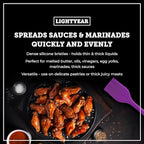 Lightyear Silicone Basting Pastry Brush Set (2 Pcs) ❘ 450°F Heat Resistant Oil Brush for Your Kitchen - Ideal For BBQ’s, Baking & Cooking 100% Food Grade Silicone - BPA Free & Dishwasher Safe (Purple)