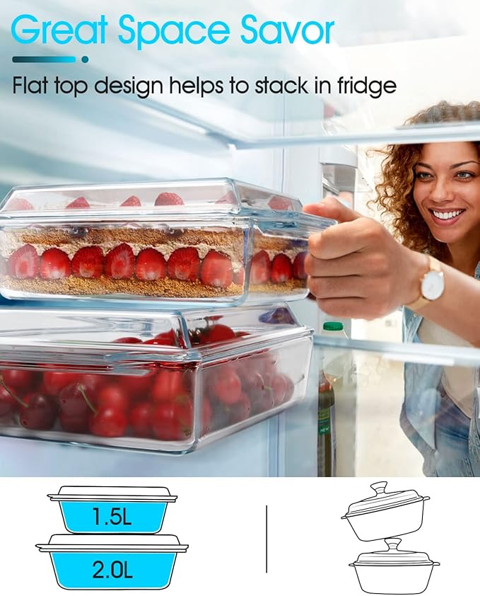 NUTRIUPS 8 x 9.5 Inches Rectangular Glass Casserole Dish With Glass Lid 2 Quart Glass Bakeware Glass Microwave Casserole Dish Glass Baking Dish with Lid