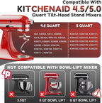 GVODE Stainless Steel Spiral Dough Hook for KitchenAid Stand Mixer, Bread Hook Attachment Fits 4.5-5 QT Mixing Bowl for Tilt-Head Stand Mixers, For KitchenAid Stand Mixer Accessories, Dishwasher Safe