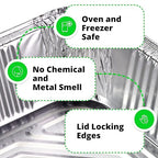 IDL Packaging Half-Size Aluminum Steam Table Pans with Lids - Deep, 13" x 11" x 3" (Pack of 10) - Disposable Foil Pan for Grilling, Roasting, BBQ, Cooking, Baking, Freezing