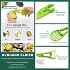 Avocado Slicer Tools 3 PCS - Avocado Saver for Fridge to Keep - Avocado Slicer for Peeler Pitter - Avocado Cutter for Cuber Dicer - Fruit Vegetable Avocado Tools-Kitchen Gadgets