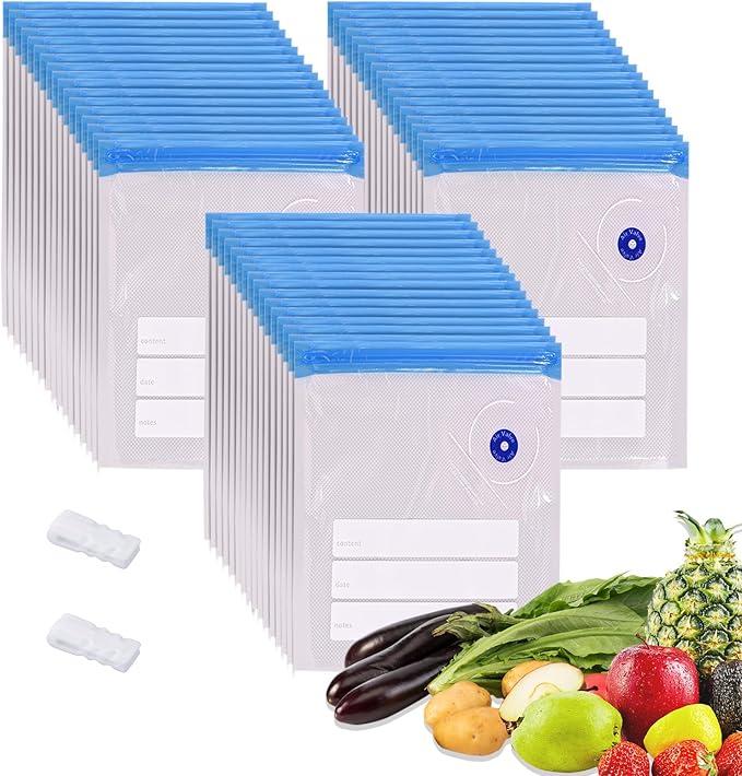 Sous Vide Bags, 50 PCS 10"X13.5" Reusable Vacuum Seal Bags for Food,Vacuum Zipper Sealer Bag with Sealing Clips,Sous Vide Cooking,Freezer Safe,Microwave Heating and Food Storage