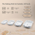 Casserole Dishes for Oven, Baking Dishes, Ceramic Bakeware Sets of 4, Rectangular Baking Pan Set with Handles for Baking, Casserole, Kitchen, Wedding Gift,White