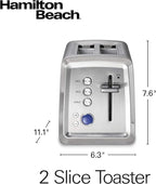 Hamilton Beach 2 Slice Toaster with Extra-Wide Slots, Bagel Setting, Toast Boost, Slide-Out Crumb Tray, Auto-Shutoff & Cancel Button, Digital with Defrost Function, Stainless Steel (22796)