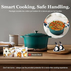 Overmont Enameled Cast Iron Dutch Oven - 5.5QT Pot with Lid Cookbook & Cotton Potholders - Heavy-Duty Cookware for Braising, Stews, Roasting, Bread Baking bottle green