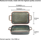 10" x 8" Porcelain Rectangular Casserole Dishes - Baking Dish for Oven, 1.9 QT Ceramic Lasagna Pans, Oven Safe Bakeware for Kitchen Cooking, Cake, Banquet and Dinner