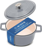 Misen 7 QT Enameled Cast Iron Dutch Oven - Chip-Resistant Enamel Coating - Thick Iron Core For Heat Retention - Large Cooking Surface - Oven Safe, Induction Compatible - Traditional Lid, Gray