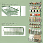 Moforoco Sage Green Over The Door Pantry Organizer, Pantry Door Organizer Shelves, Kitchen Organizers and Storage, Hanging Basket Wall Spice Rack Seasoning Shelves