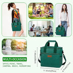 iknoe Large Cooler Bag Collapsible, 15L Insulated Bags, Leakproof Lunch Cooler Tote with Multi-Pockets for Adult, Insulated Lunch Box for Beach, Picnic, Work, Blackish Green 24-Can