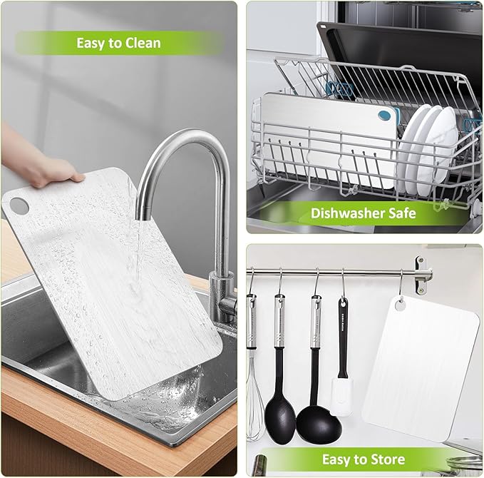 Titanium Cutting Board, 100% Pure Titanium Cutting Boards for Kitchen, Double-Sided Food-Grade Chopping Board for Meat, Vegetables & Fruits, Dishwasher-Friendly (13.75''X9.83'')