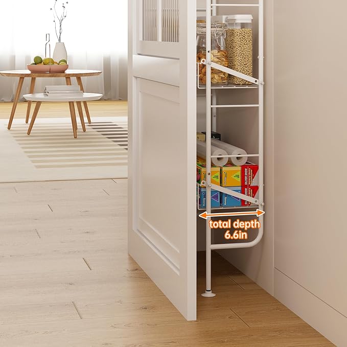 bukfen Behind The Door Organizers,5-Tier Narrow Bathroom Kitchen Shelf,Kitchen Pantry Door Organization and Storage,Wall Storage,Spice Racks,Book Shelf,Multi Functional Shelf for Home,1 Pack