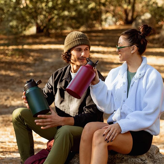 BJPKPK 87oz Insulated Water Bottle, Dishwasher Safe 2/3 Gallon Water Bottle with Ergonomic Handle, BPA Free Leak Proof Water Jug, Stainless Steel Metal Water Bottle with Anti-slip Bottom,Vast