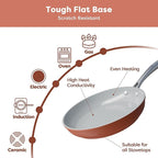 CIARRA Nonstick Ceramic Frying Pan, Non Toxic, PTFE & PFOA Free, Oven Safe & Compatible with All Stovetops, 10.2 Inches, Orange