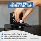 Jura Compatible Cleaning Tablets. 30 Tablets Cleaning. Coffee Cleaning Tablets - Cleans Internal Parts, Portafilter, Inaccessible Areas. Use On All Home & Pro Jura Coffee Machines.