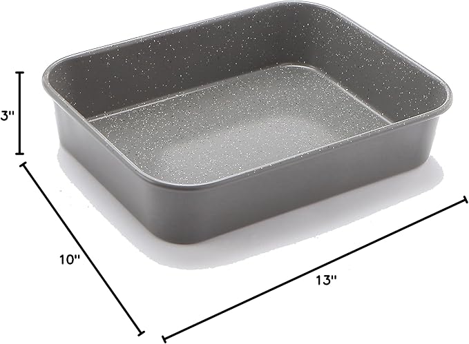 casaWare Ceramic Coated NonStick Lasagna/Roaster Pan 13 x 10 x 3-Inch (Silver Granite)