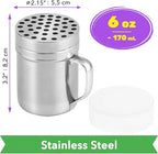 CUSINIUM 6oz Metal Parmesan Cheese Shaker with Large Holes - With Handle - Chili Flakes Dispensers - Pizza Shaker | Style: Coarse