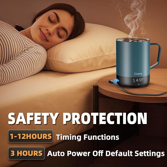 Magnetic Charging Rechargeable Self Heating Coffee Mug, Fast Heating & High Temperature 14Oz APP-Controlled Smart Coffee Cup Warmer, 120 Mins -Hot Up to 149℉ Smart Mug Warmer, Gifts for Women and Men