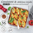 8x8 Foil Pans (55 Pack) - 8 Inch Square Aluminum Pans - Disposable Baking Pans for Heating, Prepping Food & Baking Cakes - Aluminum Baking Pans Disposable - 8 x 8 Baking Pan - Bottom: 6.5x6.5