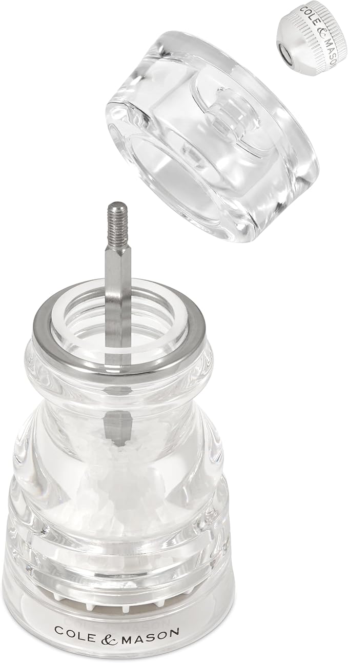 Cole & Mason London Refillable Spice Mill - Kitchen & Home Accessory - Table Salt Grinder - Salt Mill with Ceramic Mechanism - 5", Acrylic