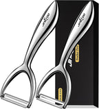 Vegetable Peeler Stainless Steel, Premium Potato Peelers for Kitchen, Ultra Sharp Veggie Fruit Peeler, Carrot Peeler Ergonomic Non-Slip Handle Y Peelers - 5 Years Warranty (Serrated + Plain)