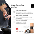 LARS NYSØM Salt and Pepper Grinder Set I Salt and Pepper Mills with Adjustable Ceramic Grinder 2 pieces I Manual Design Spice Mill Set (Creamy Peach)