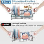 iSPECLE Expandable in Sink Dish Drying Rack - Adjustable Capacity (12.4''-17.1''L) Over The Sink Dish Drainer Drying Rack for Kitchen Counter and Sink, Dish Rack with Utensil Holder, Black