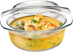 NUTRIUPS Small Round Glass Casserole Dish with lid,1.5 L glass bowl with glass lid, Microwave and Oven Safe