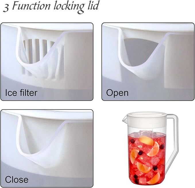 Amazing Abby - Kitchen Party - 2-Quart Plastic Pitcher (2-Pack), Unbreakable Water Pitcher with Lid, BPA-Free, Heat-Resistant, Dishwasher-Safe, Great for Both Iced and Hot Drinks, Indoors and Outdoors