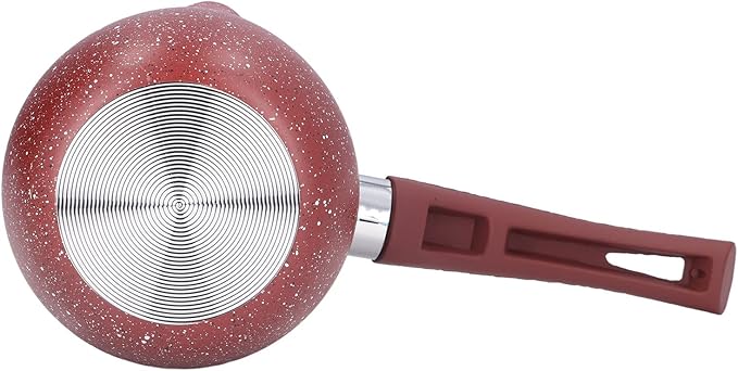 Milk Pan, 10cm Dia Nonstick Saucepan with Pour Spouts Aluminum Alloy Sauce Pan Enameled Inside Coating Small Soup Pot with Single Handle for Coffee Butter Chocolate (Red)