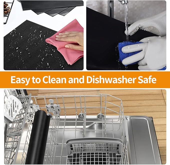 4 Pack Large Oven Liners for Bottom of Electric Gas Oven Reusable,17"x 25" Thick Heavy Duty Nonstick Teflon Oven Mat, Heat Resistant Grill Mats Outdoor, Easy to Clean Gas Stove Liners