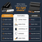 Oven Liners for Bottom of Oven - 2 Pack Large Heavy Duty Mats, 17”x25” Non-Stick Reusable Liner for Electric, Gas, Toaster Ovens, Grills - BPA & PFOA Free Kitchen Accessory to Keep Oven Clean (Black)