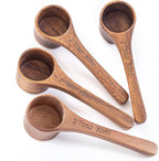 4PCS Wooden Scoops Acacia Wood Scoop For Jars Small Scoop For Coffee Measuring Spoons Wooden Scoops For Containers Daily Powder Salt Bath Soap Scooper(30ml)