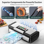 Vacuum Sealer Machine, AquaLock Series 2X Seal&130W Full Automatic Food Sealer, Powerful Food Preservation System with Handle, Built-in Cutter&Bags Storage&Hose, 2 Bags Rolls, Stainless Steel